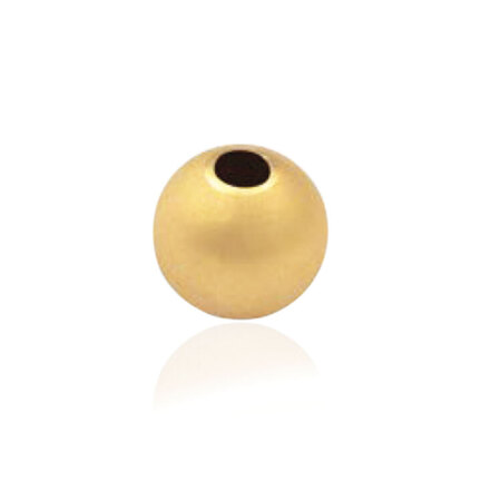 TWO-HOLE LIGHT WEIGHT SATIN BEAD IN YELLOW GOLD 14 KT DIAMETER MM.12