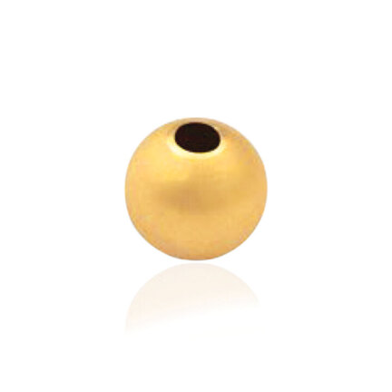 TWO-HOLE LIGHT WEIGHT SATIN BEAD IN RED GOLD 18 KT DIAMETER MM.12